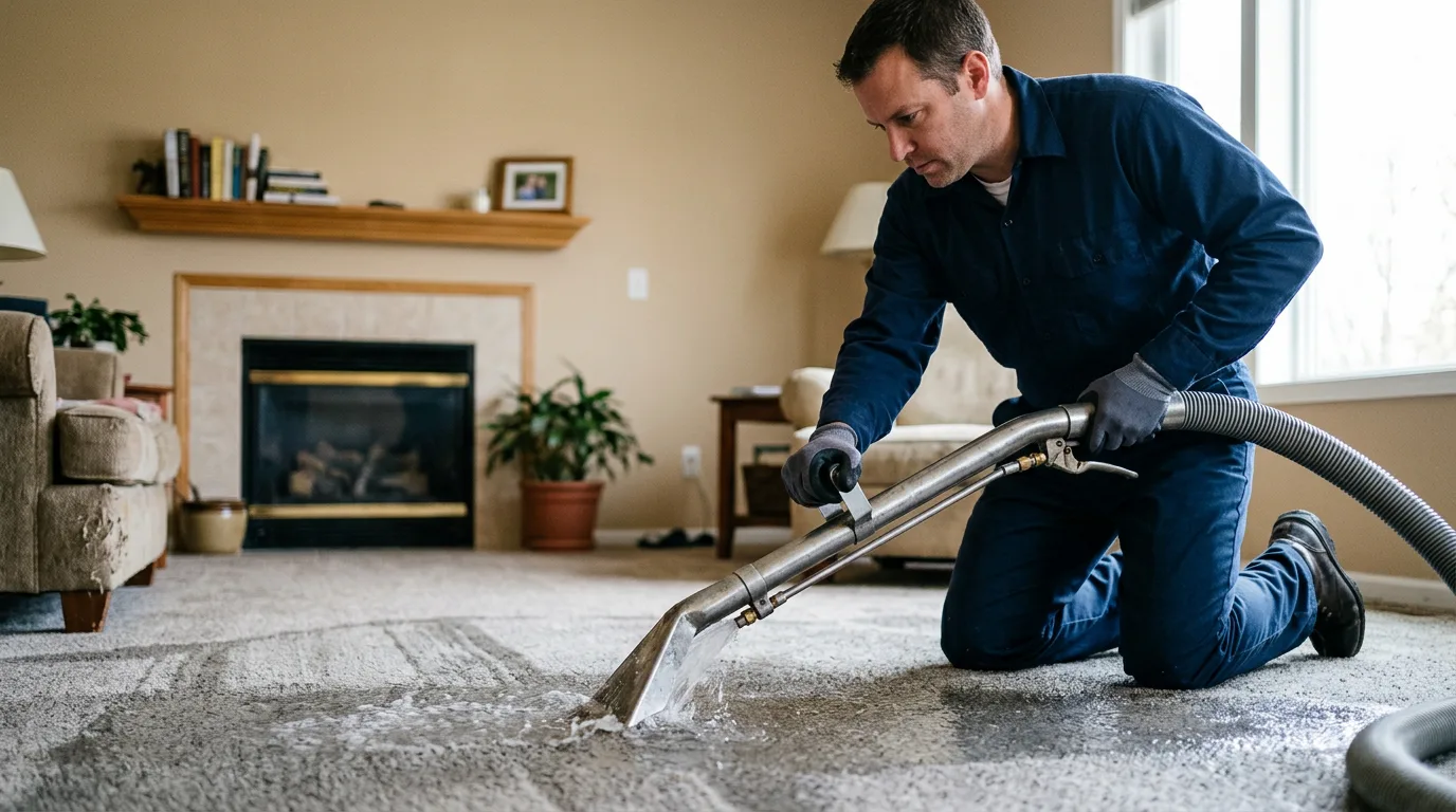 Water damage restoration technician working near Harlan, IN